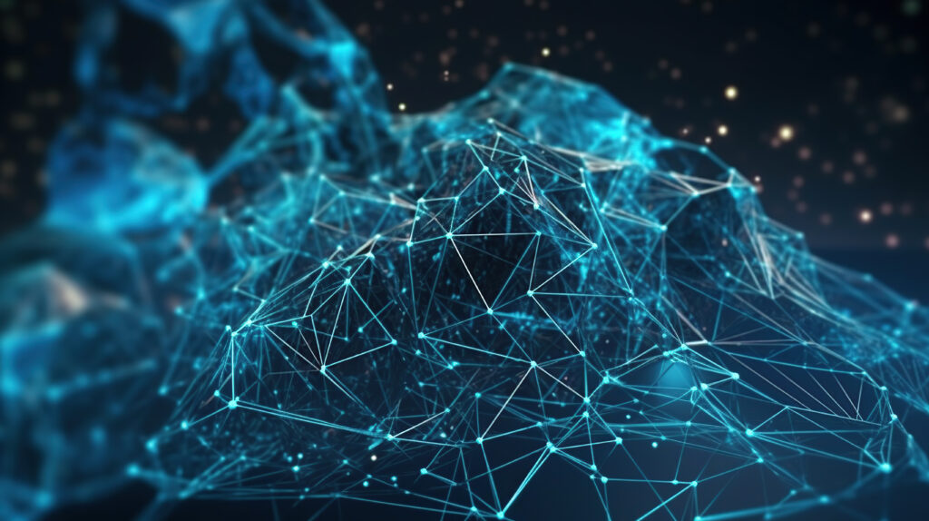 abstract plexus blue geometrical shapes connection, ai generated image